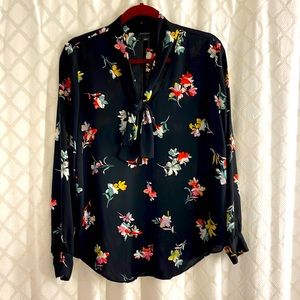 Ann Taylor Floral Blouse with Bow